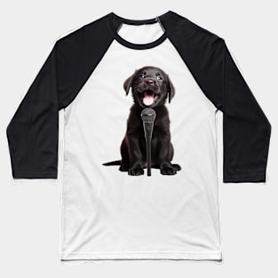 Adorably singing black Puppy Baseball T-Shirt